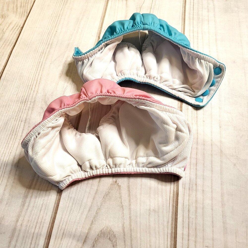 Blue & Pink Organic Baby Swim Diapers, 12 months